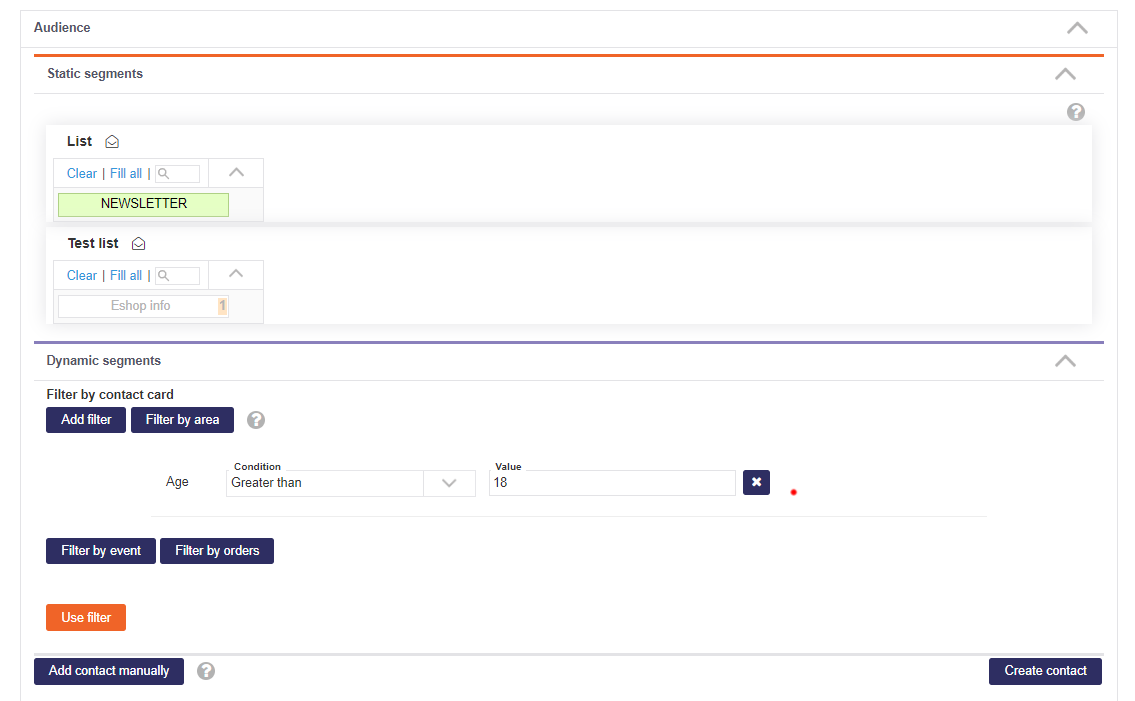 Segment selection Segment selection